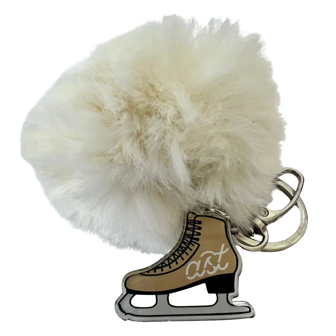 AST Bag Pom & Skate Keychain | Handmade Faux Fur Rink Bag Charm