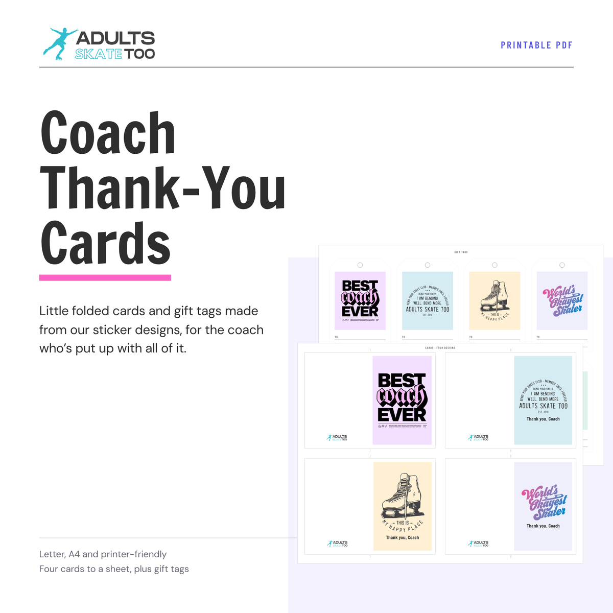 Coach Thank-You Cards and Gift Tags printable, preview