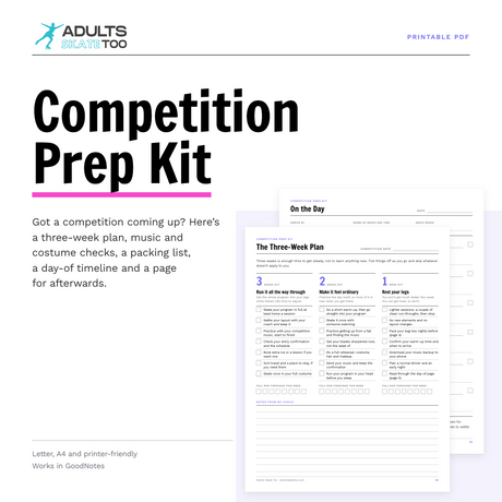 Cover of the Competition Prep Kit printable, showing The Three-Week Plan and On the Day pages
