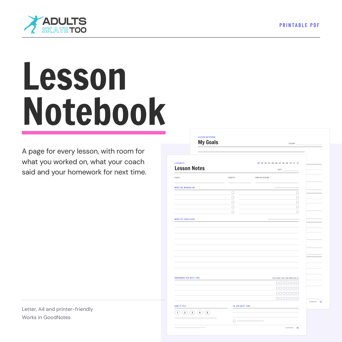 Lesson Notebook printable, preview