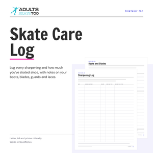 Skate Care Log printable, preview
