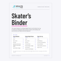 The first page of the Skater's Binder printable, with the title and a list of every page in the binder.