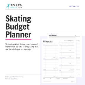 Skating Budget Planner printable, preview