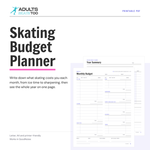 Skating Budget Planner printable, preview