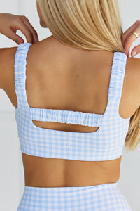 Astoria LUXE BALANCE Ruched Sports Crop - Blue Gingham - Adults Skate Too LLC