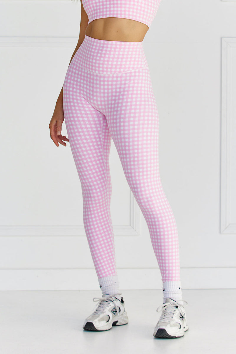 Astoria LUXE BALANCE Full Length Legging - Pink Gingham - Adults Skate Too LLC