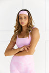 Astoria LUXE BALANCE Ruched Sports Crop - Pink Gingham - Adults Skate Too LLC
