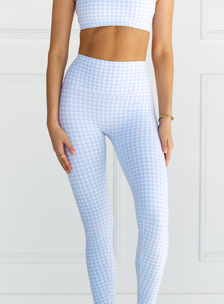 Astoria LUXE BALANCE Full Length Legging - Blue Gingham - Adults Skate Too LLC