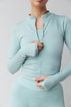 Astoria CONTOUR Ribbed Seamless Zip Up - Seafoam - Adults Skate Too LLC