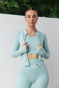 Astoria CONTOUR Ribbed Seamless Zip Up - Seafoam - Adults Skate Too LLC