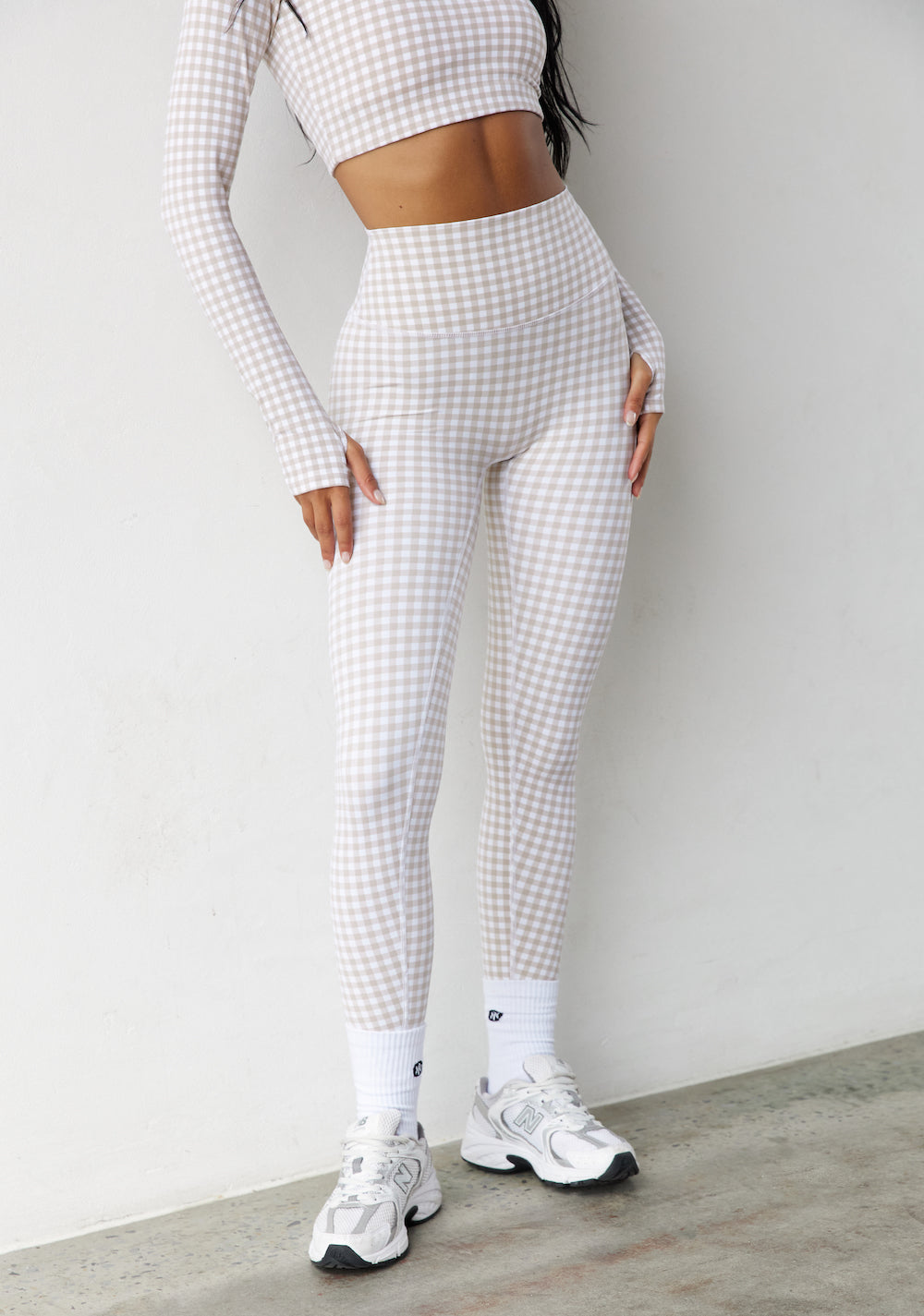 Astoria LUXE BALANCE Full Length Legging - Beige Gingham - Adults Skate Too LLC