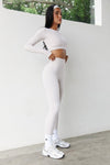 Astoria LUXE BALANCE Staple Sleeved Crop - Beige Gingham - Adults Skate Too LLC