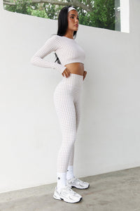 Astoria LUXE BALANCE Staple Sleeved Crop - Beige Gingham - Adults Skate Too LLC