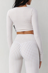 Astoria LUXE BALANCE Staple Sleeved Crop - Beige Gingham - Adults Skate Too LLC
