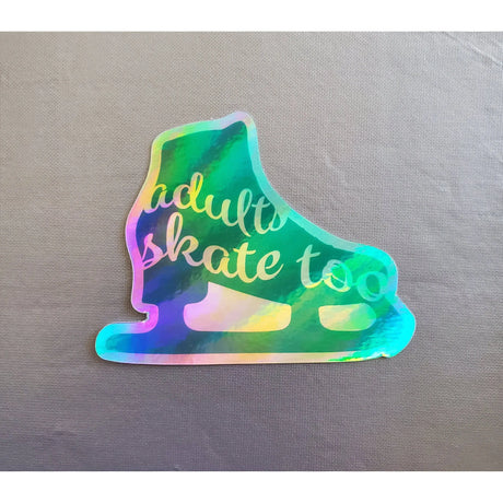 Adults Skate Too Skate Silhouette Sticker - Holographic Adults Skate Too LLC