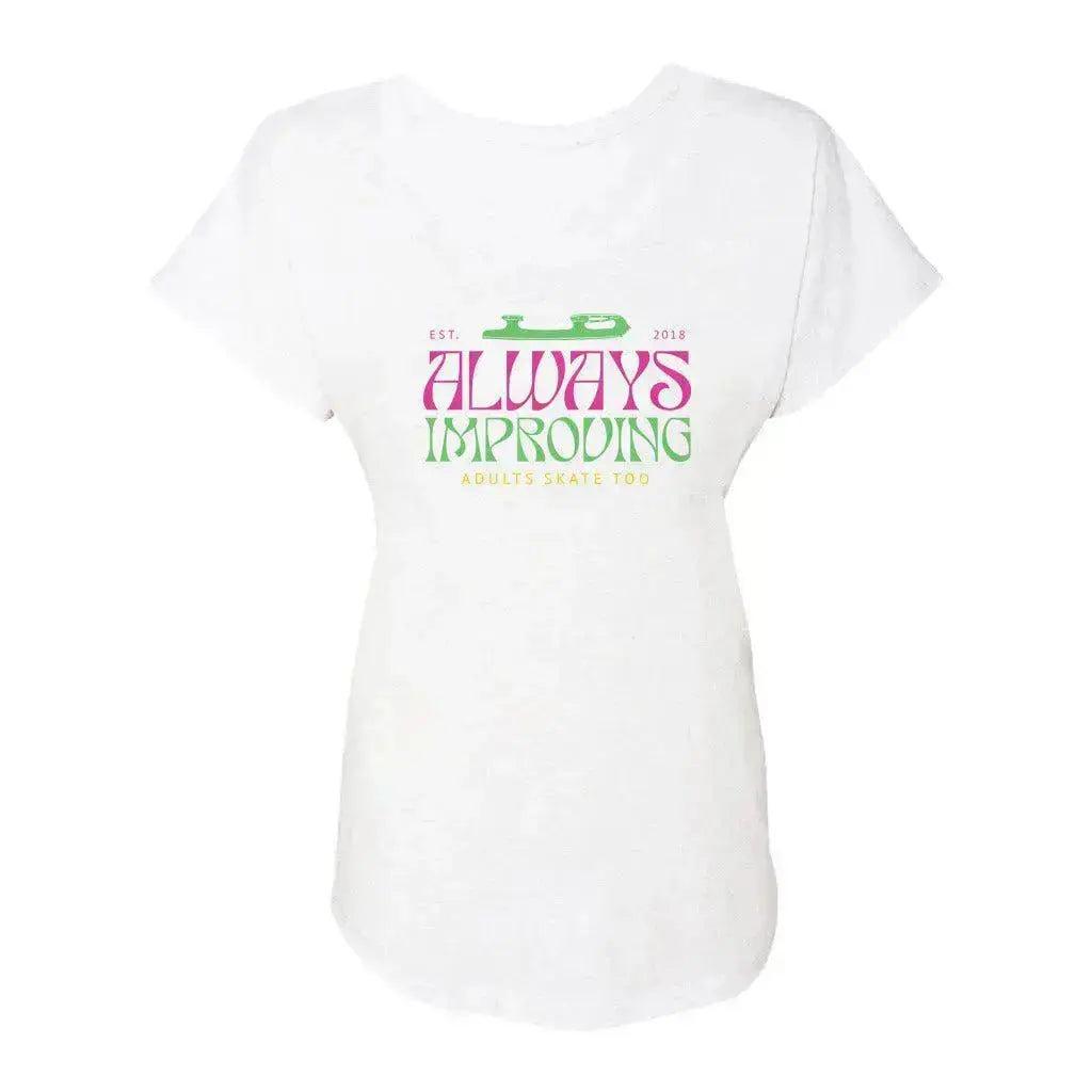 Always Improving Women’s Triblend Short Sleeve Dolman Adults Skate Too LLC