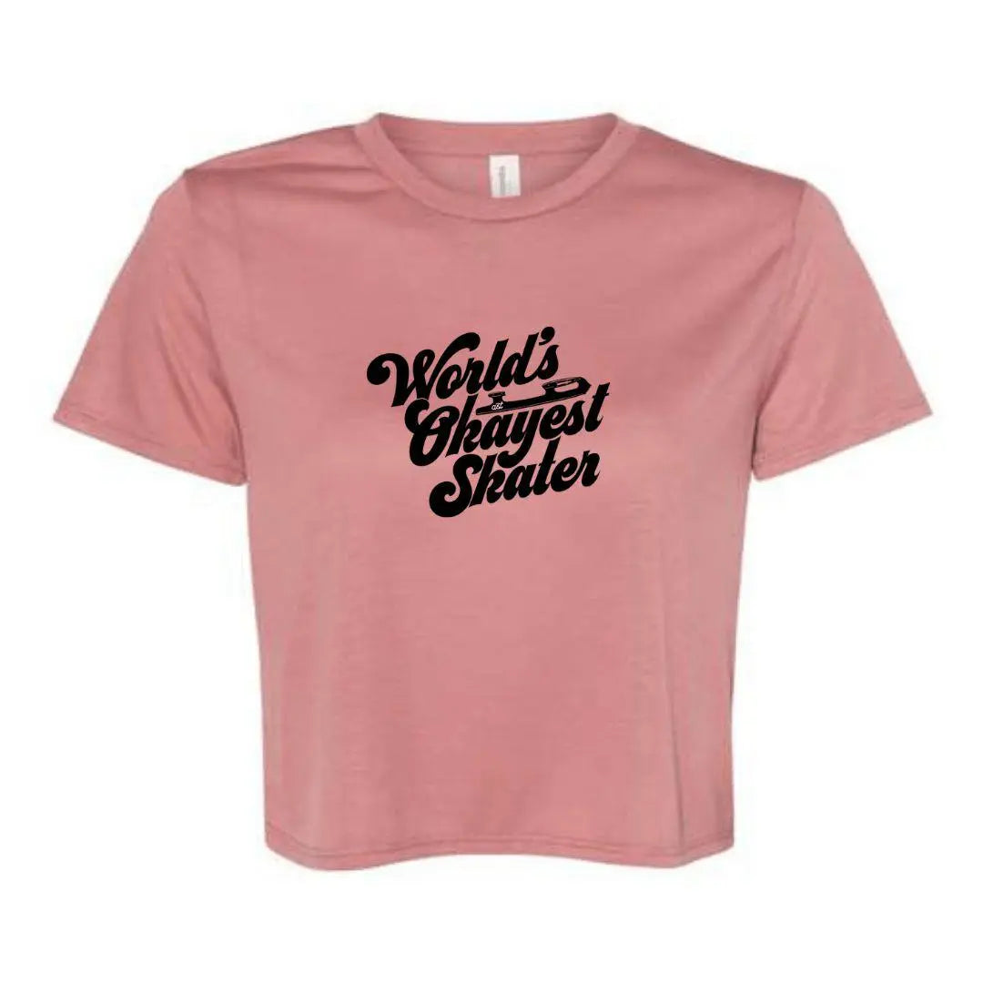 CLEARANCE | World's Okayest Skater Mauve Women's Flowy Crop Tee - XXL Adults Skate Too LLC