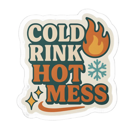 Cold Drink Hot Mess Sticker - Adults Skate Too LLC