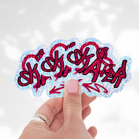 Skater Graffiti Sparkle Holo Stickers
