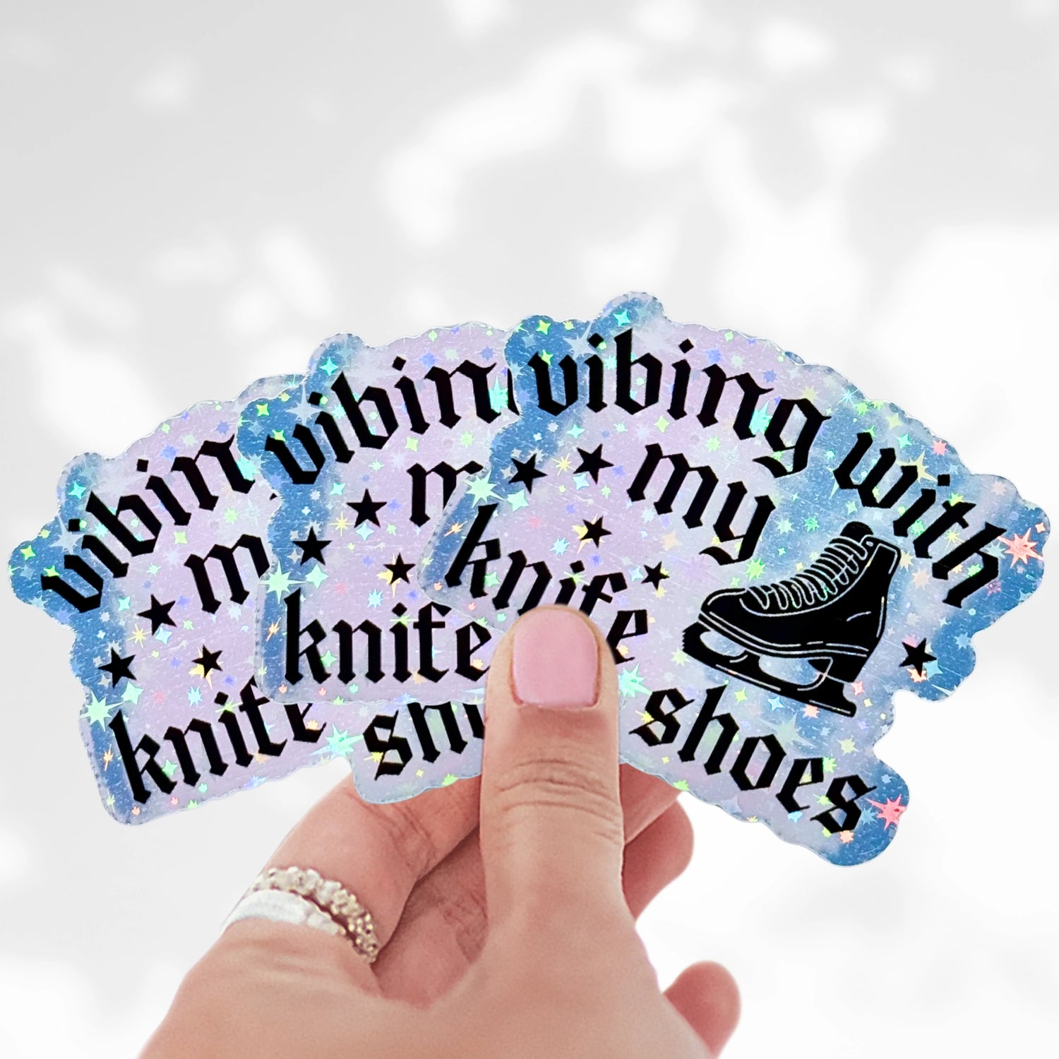 Vibing With My Knifeshoes Holographic Stickers