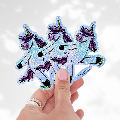 Skating Unicorn Holo Glitter Stickers