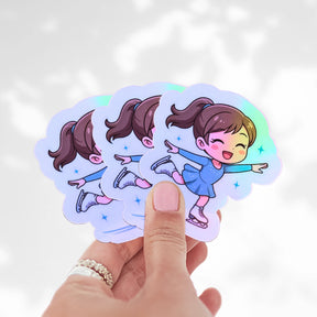 Chibi Skater Girl Holographic Sticker