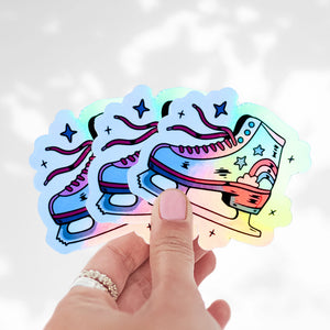 Cosmic Skate Dreams Rainbow Holographic Sticker