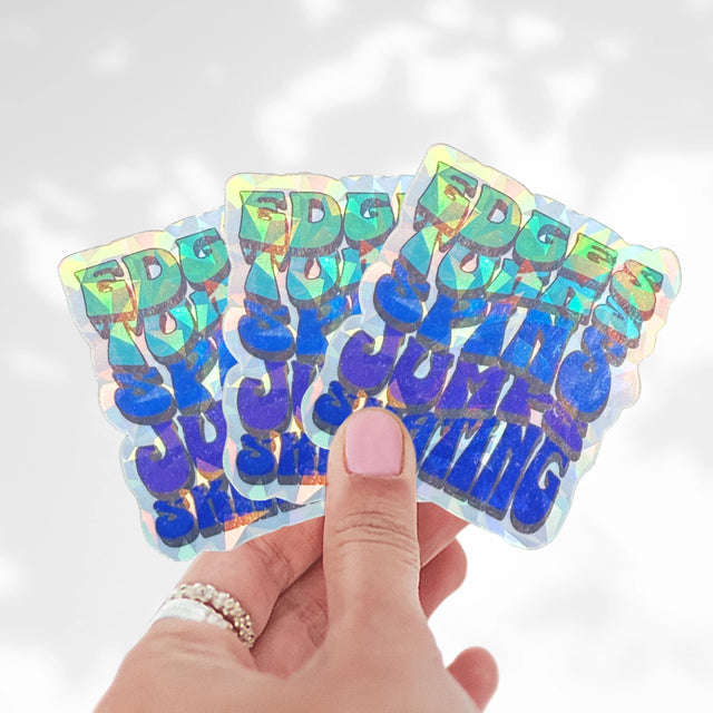 Edges Turns Spins Jumps Cracked Ice Holo Stickers