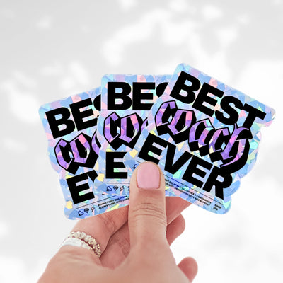 Best Coach Ever Cracked Ice Holo Stickers