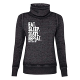 Eat Sleep Skate Repeat Cowl Neck Sweatshirt - Adults Skate Too LLC