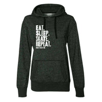 Eat Sleep Skate Repeat Women's Glitter Hoodie - Adults Skate Too LLC