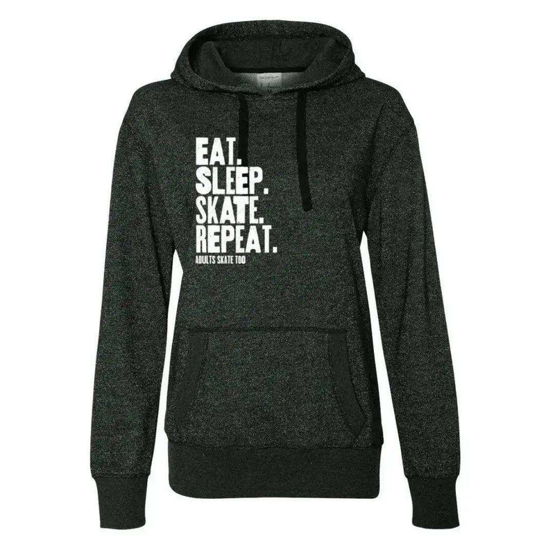 Eat Sleep Skate Repeat Women's Glitter Hoodie - Adults Skate Too LLC