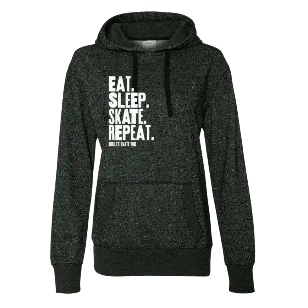 Eat Sleep Skate Repeat Glitter Hoodie - Adults Skate Too LLC