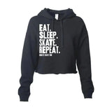 Eat Sleep Skate Repeat Women's Lightweight Hooded Crop Adults Skate Too LLC