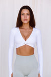 Astoria LIVE LUXE Front Crossed Sleeve Crop - White - Adults Skate Too LLC