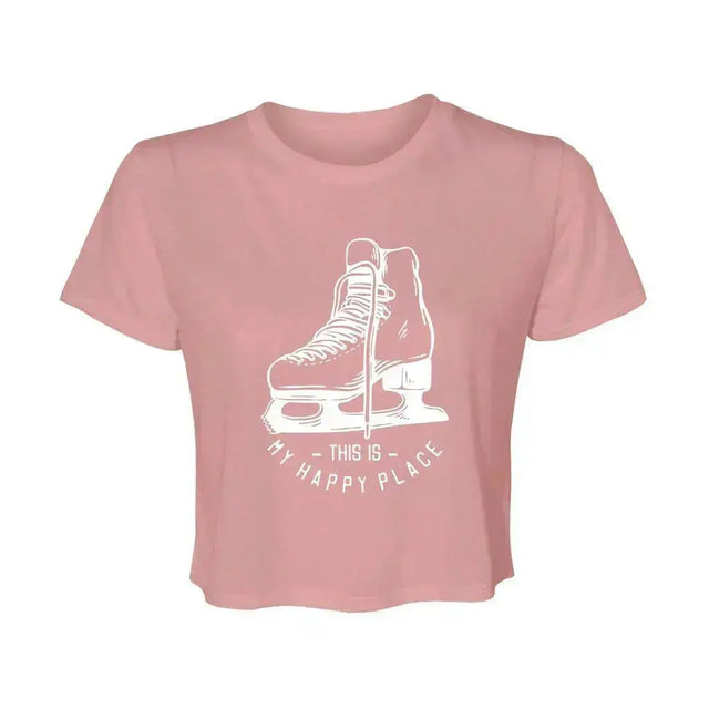 Happy Place Women’s Flowy Cropped Tee Adults Skate Too LLC
