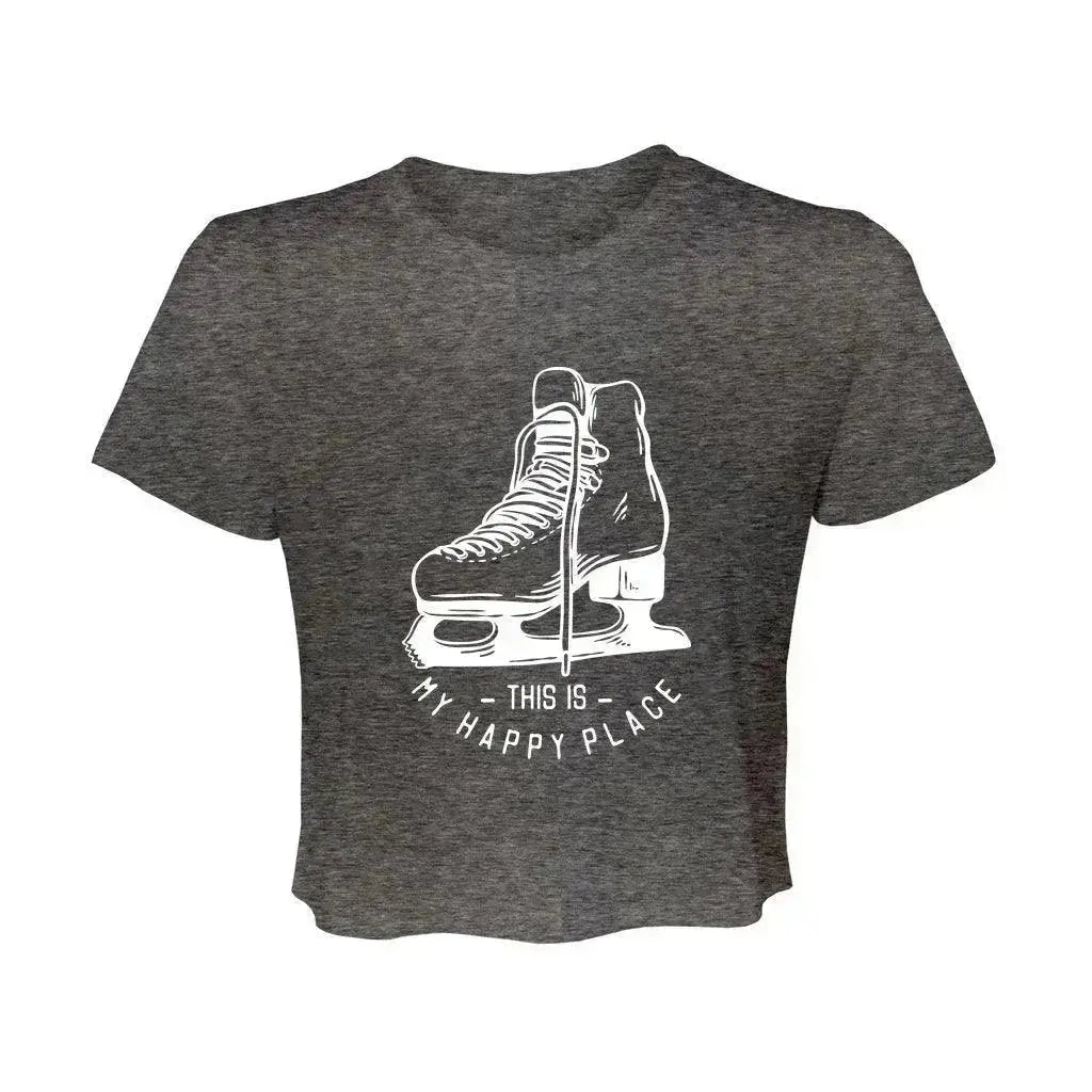 Happy Place Women’s Flowy Cropped Tee Adults Skate Too LLC