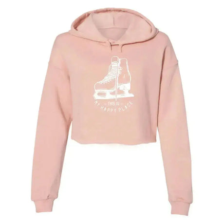 Happy Place Women's Hooded Crop Adults Skate Too LLC
