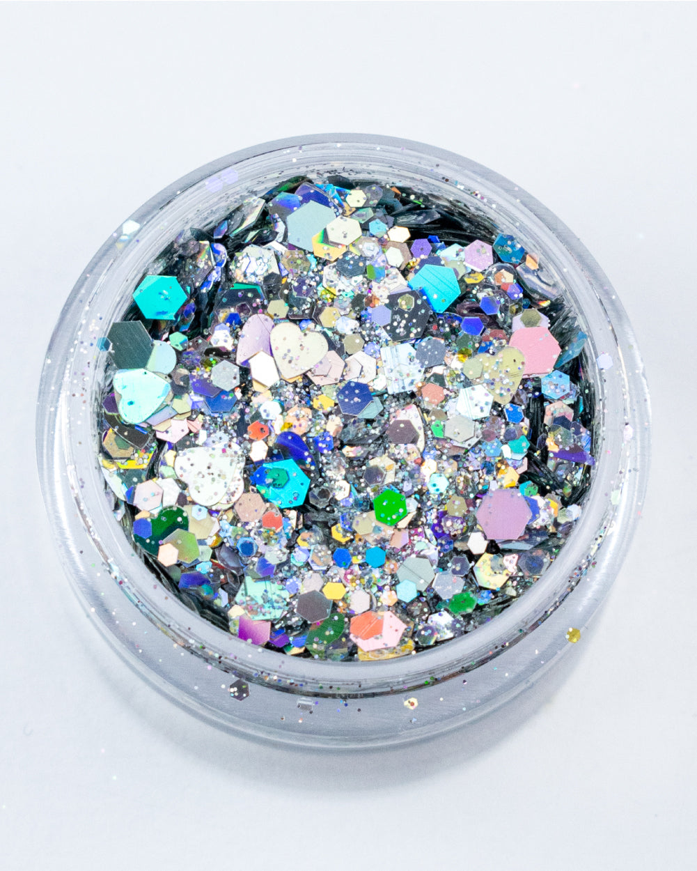 Lunautics Holla Gurl - Holographic Silver Chunky Glitter with Hearts