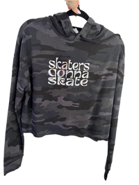 Skaters Gonna Skate Holographic Crop Hoodie - M