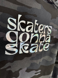 Skaters Gonna Skate Holographic Crop Hoodie - M