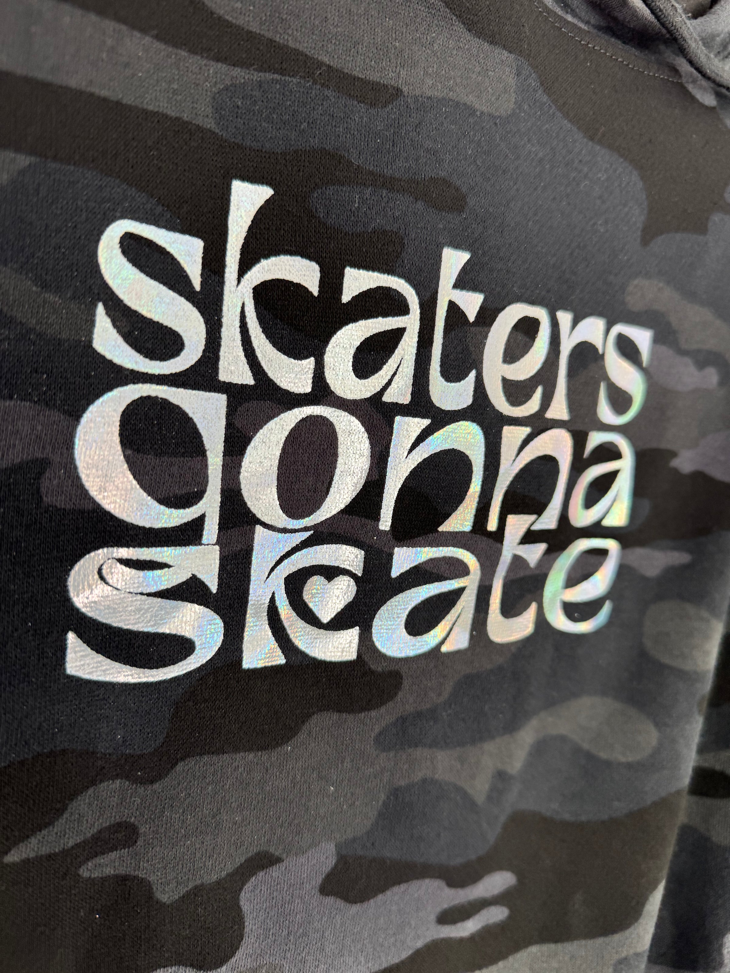 Skaters Gonna Skate Holographic Crop Hoodie - M