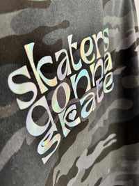 Skaters Gonna Skate Holographic Crop Hoodie - M