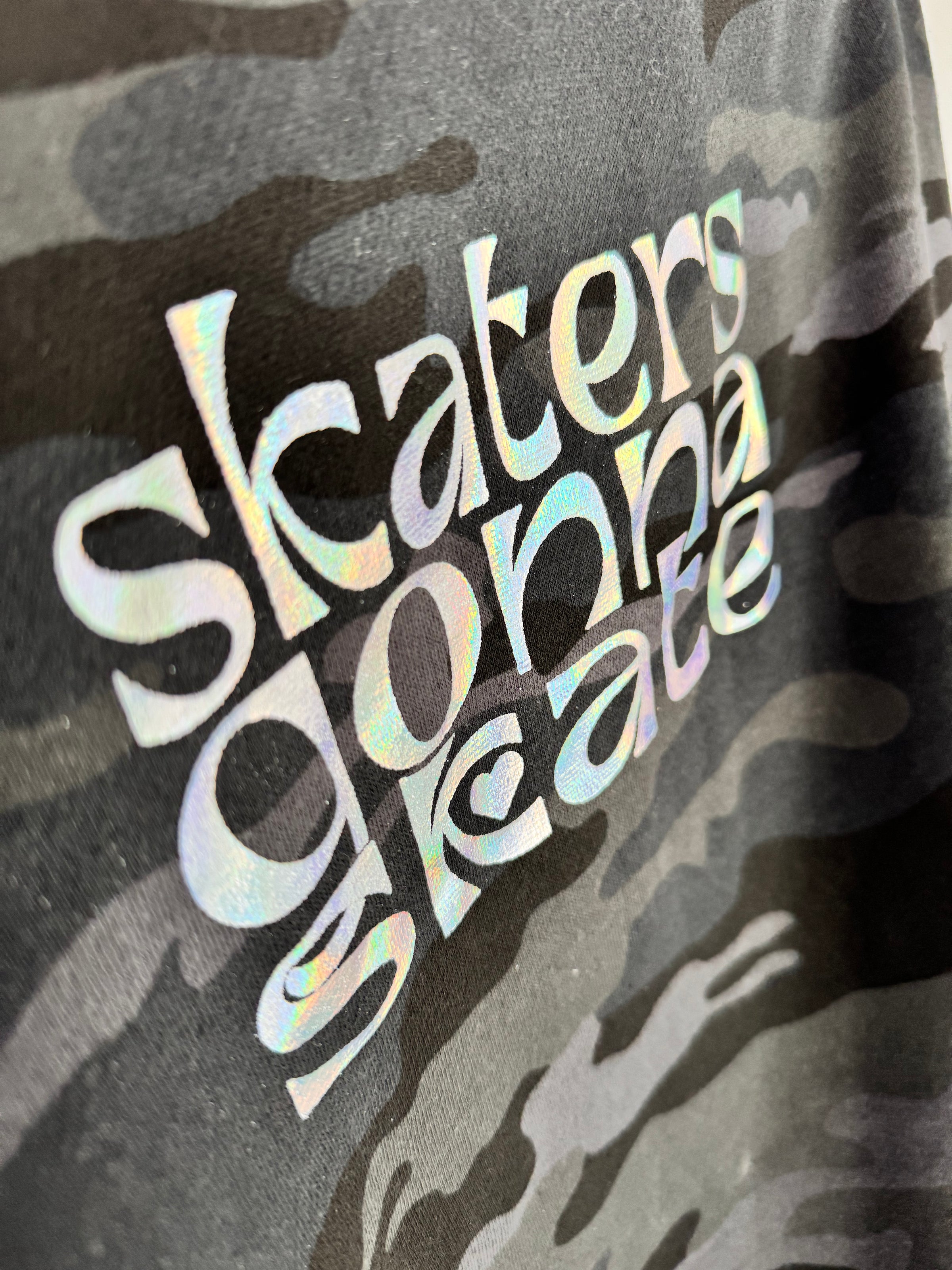Skaters Gonna Skate Holographic Crop Hoodie - M