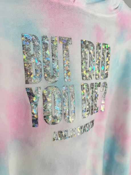But Did You Die Cracked Ice Holo Crop Hoodie - L - Adults Skate Too LLC