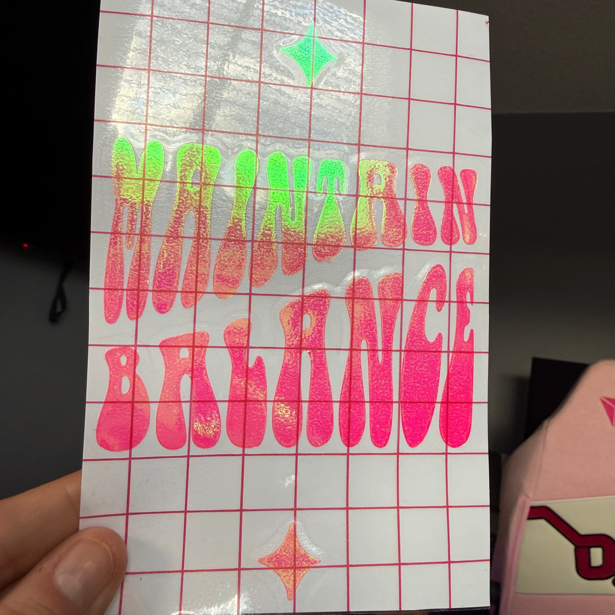 Maintain Balance Pink Opal Vinyl Decal