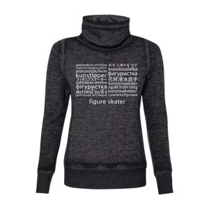 Languages Cowl Neck Sweatshirt - Adults Skate Too LLC