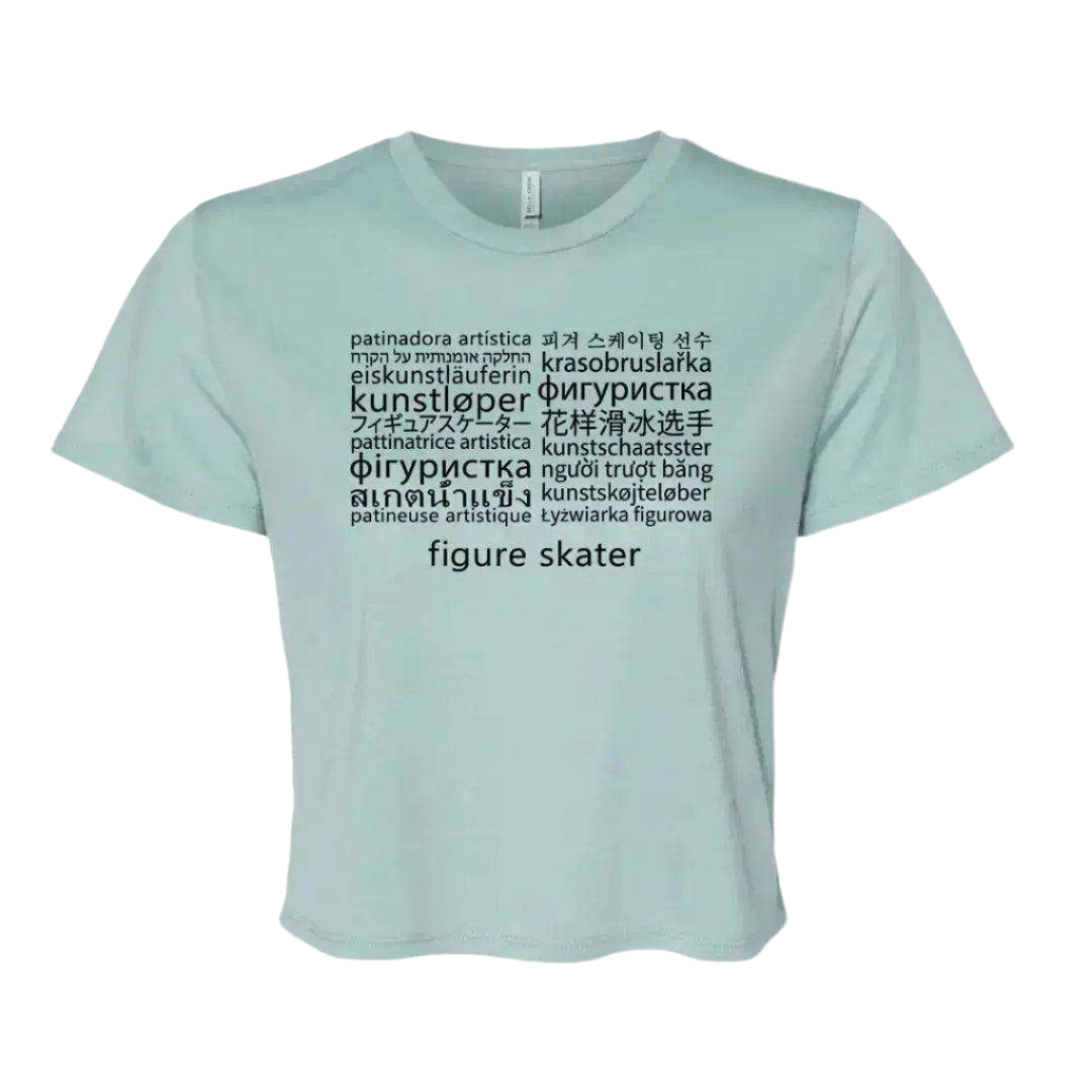 Languages Flowy Crop - Adults Skate Too LLC