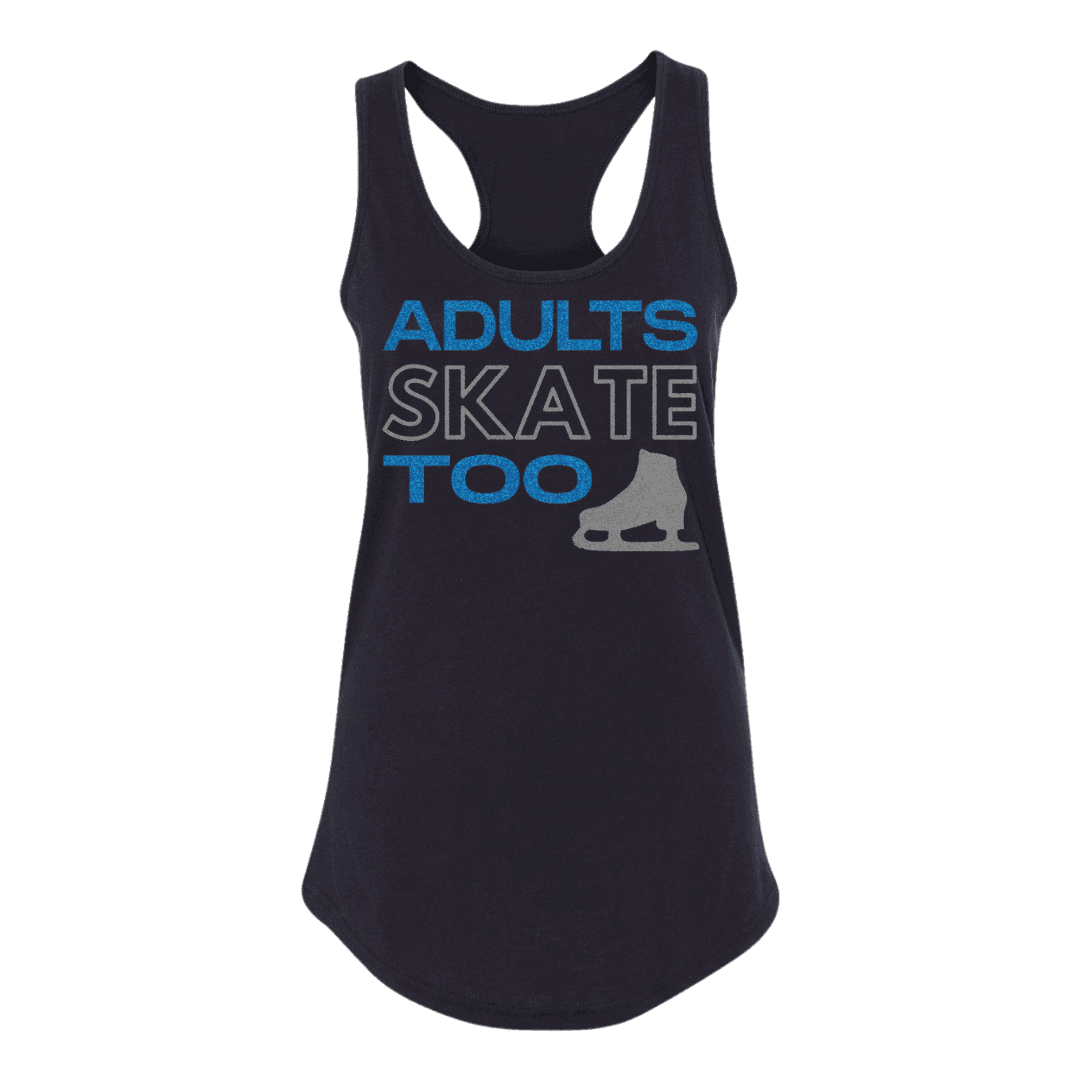 Adults Skate Too Glitter Racerback Tank - Adults Skate Too LLC