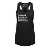 [VAULT] Rockers & Counters & Brackets & Three Turns. Racerback Tank - Adults Skate Too LLC